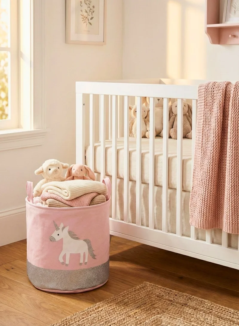 1Chase Unicorn Classic Unicorn Classic Kids Storage Basket 45L Oval Foldable Canvas Laundry & Toy Organizer with Handles for Nursery, Bedroom, Playroom  | Best Price UAE